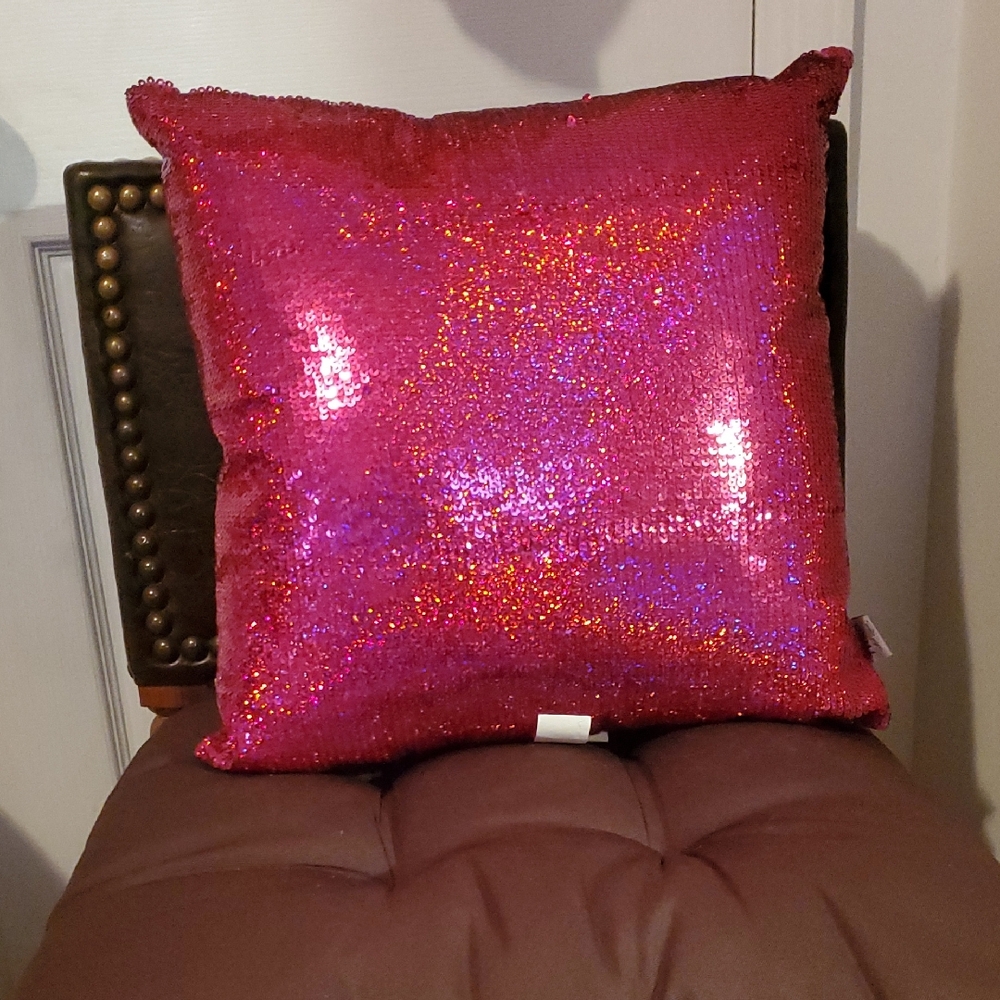 17x17  Fuchsia Pink Sparling Accent Pillow